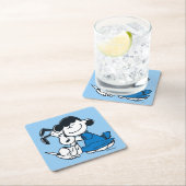 Lucy Hugging Snoopy Vierkante Kartonnen Onderzetter (Insitu)