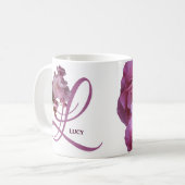  Lucy naam roze rozenbloemen trendy Koffiemok (Voorkant links)