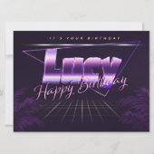 Lucy Name Vorname lila retro Karte Geburtstag Kaart (Voorkant)