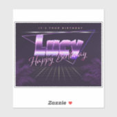 Lucy Nom Prénom lila retro Sticker (Feuille)