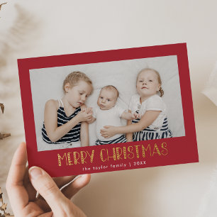 LUCY Rood Goud Fotobehang Feestelijke Vrolijke Ker Folie Feestdagenkaart