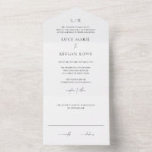 Lucy Zwart en Wit Classic Elegant Bruiloft All In One Uitnodiging (Binnen)