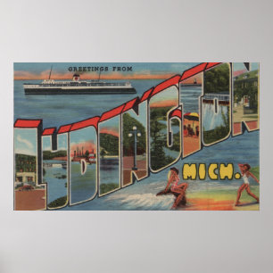 Ludington, Michigan - Grote Letter-scènes Poster