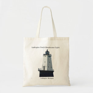 Ludington North Breakwater Light cut out canvas ta Tote Bag