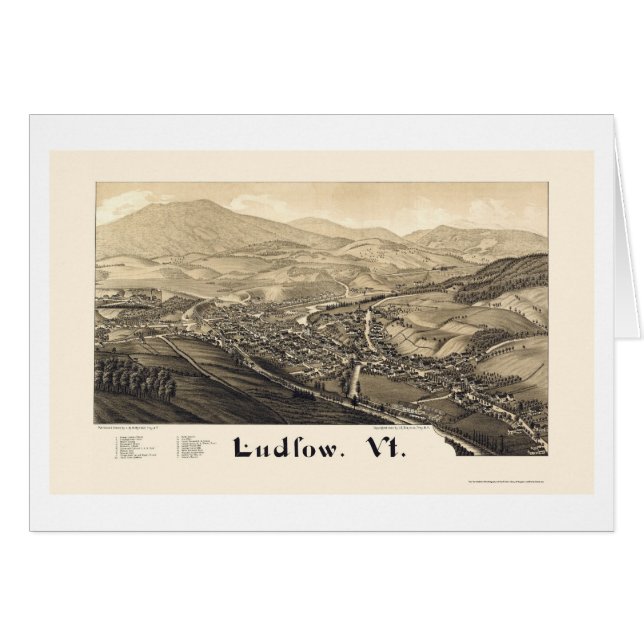 Ludlow, VT Panorama Map - 1885 (Voorkant Horizontaal)