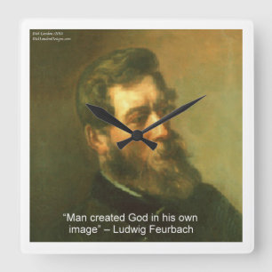Ludwig Feurbach & Atheïstische Quote Wandklok Vierkante Klok