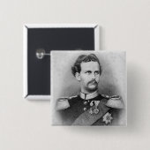 Ludwig II van Beieren Vierkante Button 5,1 Cm (Voorkant /achterkant)