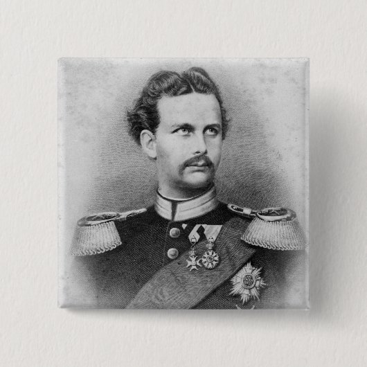 Ludwig II van Beieren Vierkante Button 5,1 Cm (Voorkant)