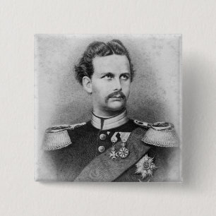 Ludwig II van Beieren Vierkante Button 5,1 Cm