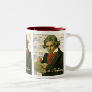 Ludwig van Beethoven ~ Beethoven Collage Tweekleurige Koffiemok