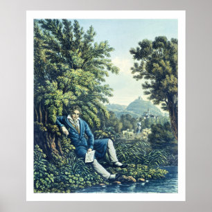 Ludwig van Beethoven door een rivier (gekleurde en Poster