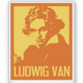 Ludwig Van Beethoven Pop Art Custom Cut Vinyl Sticker (Voorkant)