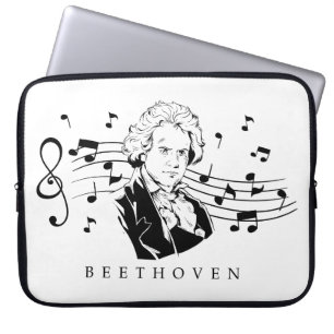 Ludwig van Beethoven Portrait en Bust met noten Laptop Sleeve