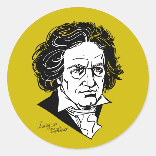 Ludwig van Beethoven Ronde Sticker (Voorkant)