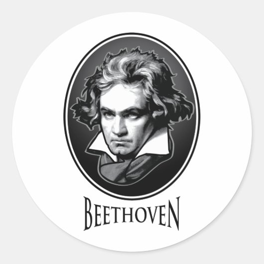 Ludwig van Beethoven Ronde Sticker (Voorkant)