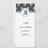 lue Monogramme Mariage Damask Invitation (Dos)