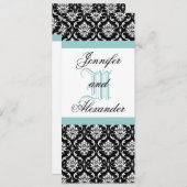 lue Monogramme Mariage Damask Invitation (Devant / Derrière)