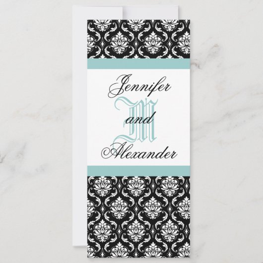 lue Monogramme Mariage Damask Invitation (Devant)