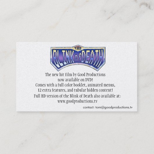 Lueur de carte de la mort DVD (Dos)