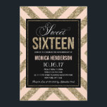 Lueur Glamour | Invitation à une fête de Sweet Six<br><div class="desc">Célébrez cet événement en envoyant cette invitation de fête pour un sweet sixteen élégante et amusante. Cette invitation présente beaucoup de bling et de paillettes avec juste une touche de rose crémeux. Il y a un joli motif de paillettes au dos qui donne à cette invitation une touche supplémentaire spéciale....</div>