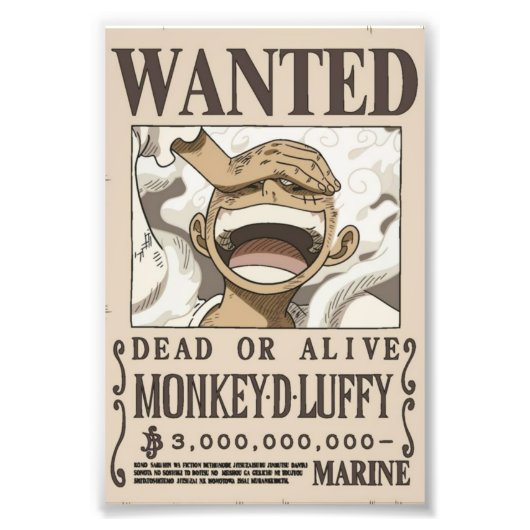 Luffy Wanted Anime Poster (Voorkant)