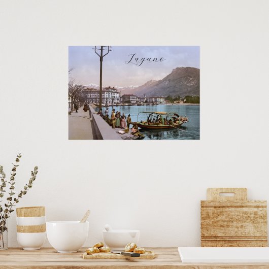 Lugano Quay, Zwitserland Poster (Keuken)