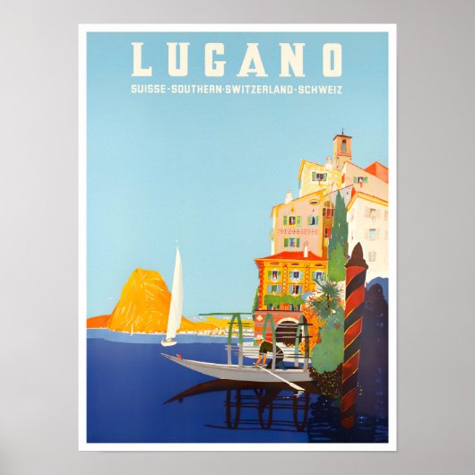 Lugano Suisse vintage travel Poster (Devant)