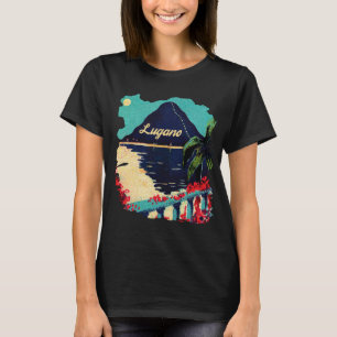 Lugano Zwitserland Meer Berg Blauw Reizen T-shirt