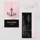 Luhandelier + Baroque Céline damask/pearl + roze Visitekaartje (Voorkant / Achterkant)