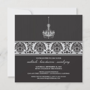 Luhandelier Cocktail Party Invite (zwart/zilver) Kaart