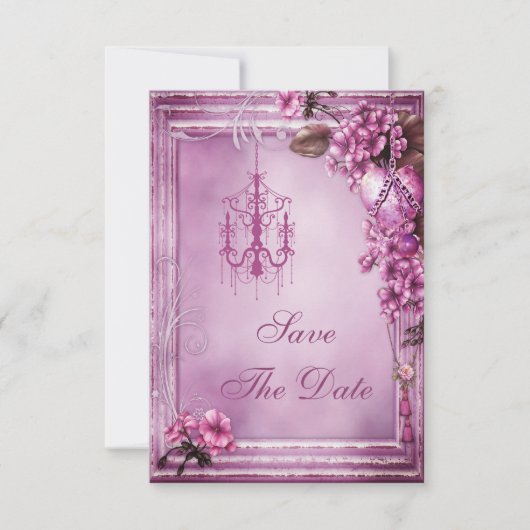 Luhandelier en bloemen Baby shower Opslaan Datum Save The Date (Voorkant)