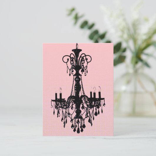 Luhandelier en roze briefkaart (Staand voorkant)