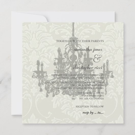 Luhandelier op witte damp, bruiloft Uitnodigingen (Achterkant)