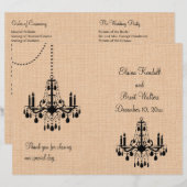 Luhandelier over het Burlap Wedding Programme (Voorkant / Achterkant)