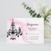 Luhandelier RSVP op roze marmer Kaartje (Staand voorkant)