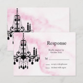 Luhandelier RSVP op roze marmer Kaartje (Voorkant / Achterkant)