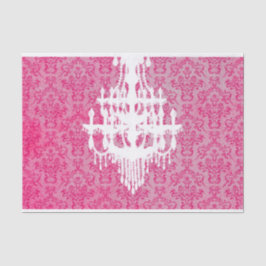 Luhandelier Silhouette en Roze Damask Tissuepapier