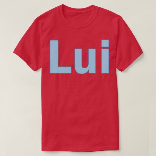 Lui blauwe naam gepersonaliseerde tekst t-shirt (Design voorkant)