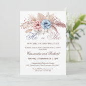 Lui ou Elle Boho Genre Revela Party Invitation (Debout devant)