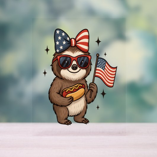 Luiaard 4 juli acryl bord (Neutraal)