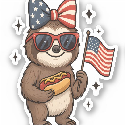 Luiaard 4 juli sticker (Voorkant)