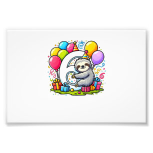 Luiaard 6e verjaardag voor jongen meisje 6 jaar ou foto afdruk