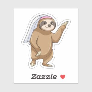 Luiaard als bruid met sluier sticker