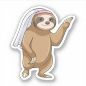 Luiaard als bruid met sluier sticker (Voorkant)