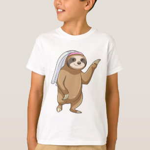 Luiaard als bruid met sluier t-shirt