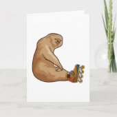 Luiaard als inline skater met inline schaatsen kaart (Voorkant)