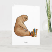 Luiaard als inline skater met inline skates kaart (Achterkant)