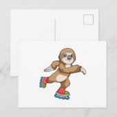 Luiaard als skater met inline schaatsen briefkaart (Voorkant / Achterkant)