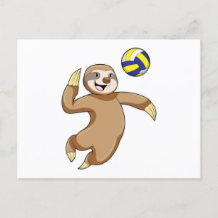 Luiaard als Volleybalspeler met Volleybal Briefkaart