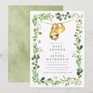 Luiaard Baby Shower Uitnodiging